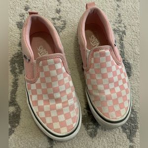 Vans Girls Youth Checkered Slip On Sneakers Pink Size 2